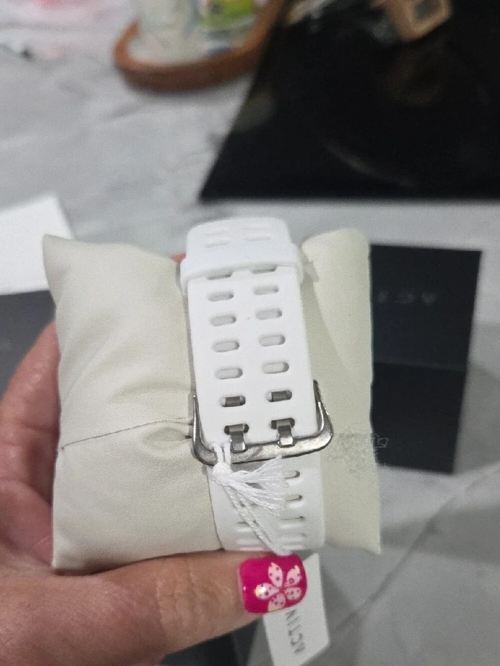Ativa White Digital Watch with Rose Gold Accent